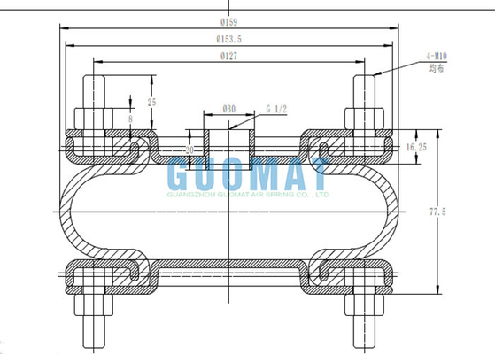 Λαστιχένια φυσούνα 8''X1 Industrial Air Spring Flange Ring W01R584054 Firestone