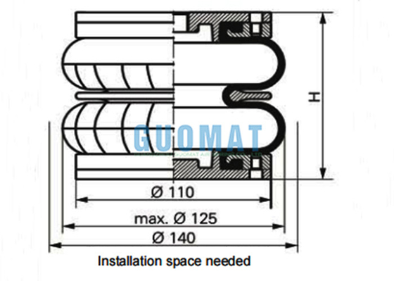 WBZ 140-E1 Δύο στρογγυλεμένα ελαστικά αέρας G3/8 Weforma Helper Springs Πνευματική
