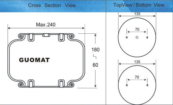 Goodyear W01-358-7598 Firestone Air Spring Βιομηχανικό Μέγιστο ρεύμα 120mm Stud M8