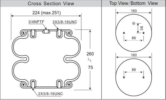 Πνευματικό μπαλόνι Firestone W01-358-6900 Υπεξάρτηση αέρα Άνοιξη Γεμισμένο με αέριο 3/4NPTF