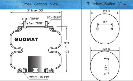 Contitech FD 331-26 514 Αναστολή αέρα Ελατήριο Αέρας 1/4-18 NPTF αέρας