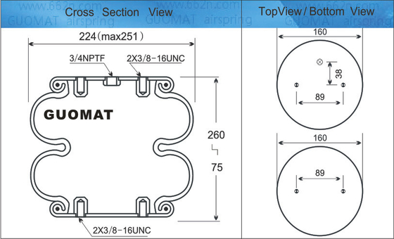 FD 200-19 319 Contitech Air Spring W013586900 Ενεργοποιητής ατμοσφαιρικής ελαστικής με 3/4 NPT ατμοσφαιρικής εισόδου από ελαστικό 578923202