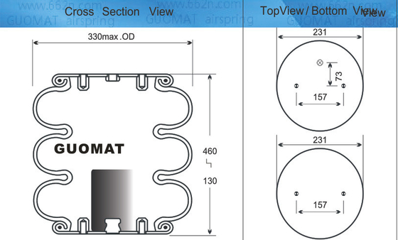 Contitech Air Spring FT330-29 498 Τρίγωνο 6334 / 4432 Τριπλό Συμπλεγμένο Αεροσακούλι Για Ridewell 1003588030C