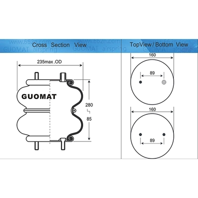 Contitech 161336 Goodyear 2B9-218 Καουτσούκ Βιομηχανικές διπλές ανακύκλωτες πηγές αέρα
