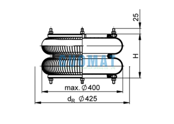 FD 614-26 Contitech Φλάντζα Ελατηρίου Αέρα 14"1/2x2 Ελαστικό Φυσητήρα Αέρα για Μηχανή Κατασκευής Χαρτονιού