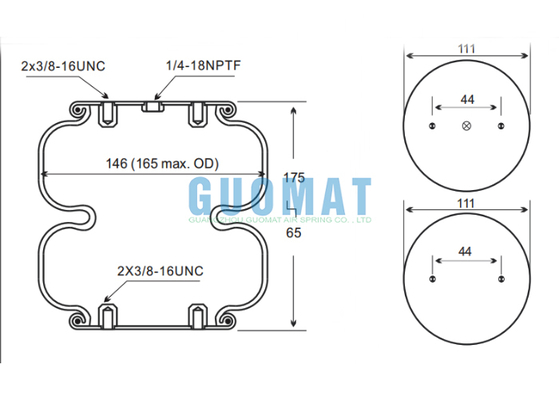 W01-358-7025 Firestone διπλή περιστρεφόμενη ατμοσφαιρική άνοιξη 65mm-175mm εγκεφαλικό για βιομηχανικά
