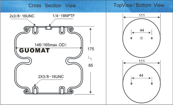 W01-358-7025 Firestone άνοιξη αέρα 130mm διπλοί μπερδεμένοι αερόσακοι
