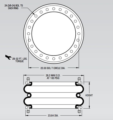 FD 2380-24 RS Contitech αέρα ύφος 200 κλονισμού αέρα ανοίξεων W01-358-7772 βιομηχανικό