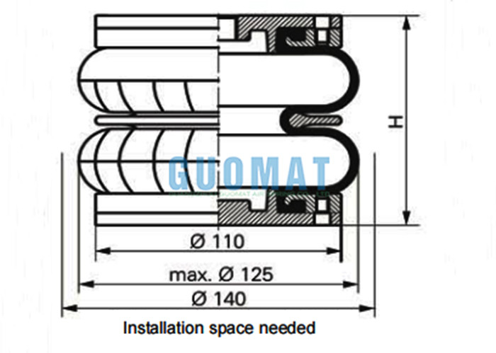 WBZ 140-E1 Δύο στρογγυλεμένα ελαστικά αέρας G3/8 Weforma Helper Springs Πνευματική