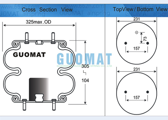 FD 330-22 337 Contitech Διπλή περιστρεφόμενη βιομηχανική ατμοσφαιρική άνοιξη W01-358-7401 Αεροσταλλικό αερόστατο με σύνδεση κροτίου