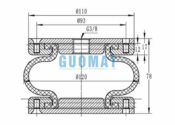 4 2/1 Firestone ανοίξεων αέρα ' X1 DUNLOP βιομηχανικοί W01-R58-4050 μπερδεμένοι λαστιχένιοι φυσητήρες