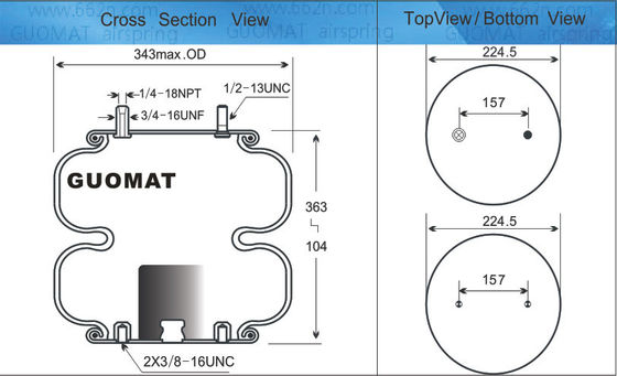 FD 331-26 541 Contitech Air Spring Triangle 6375 / 4480 Διπλός σπασμένος αερόσακος για Histeer 10315