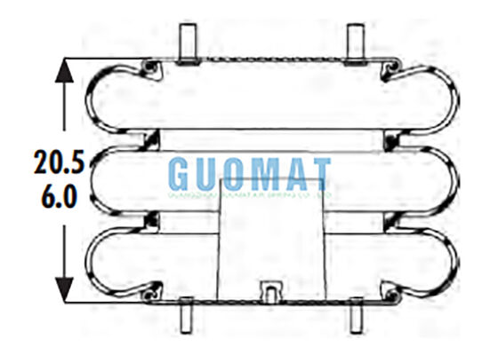 Triple Convoluted Goodyear Air Spring 3B14-459 556-33-8-335 Rubber Air Bags For Precision Equipment